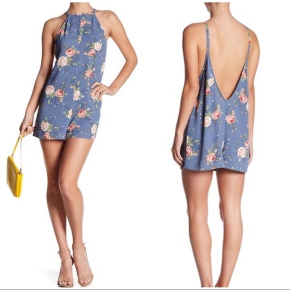 Show Me Your MuMu Pants - NWT Show Me Your Mumu Isidora Romper Small budding blues blue floral shorts